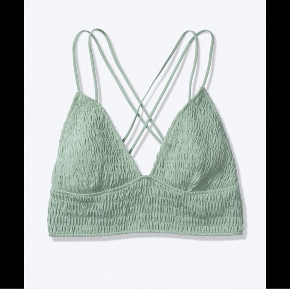 PINK smoked mint green triangle bralette size XS